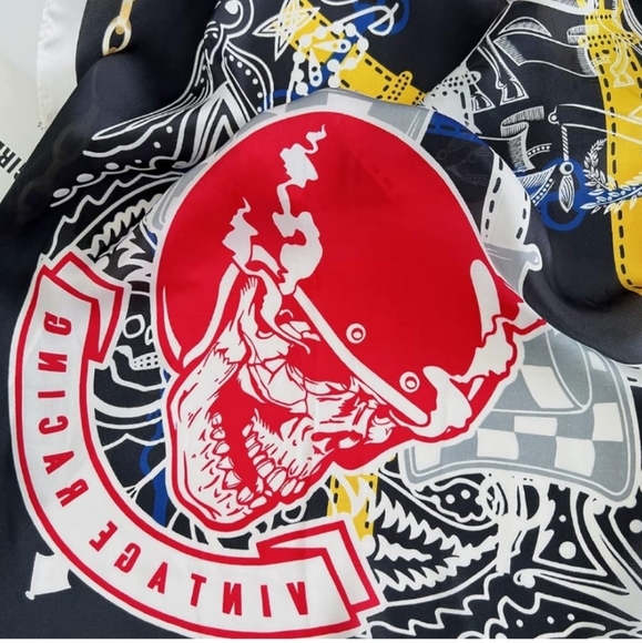 NEW silk feeling skull 35x35 Scarf, Headwear - Picture 3 of 4